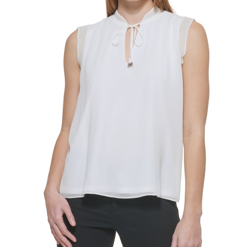 CALVIN KLEIN WHITE SLEEVELESS BLOUSE